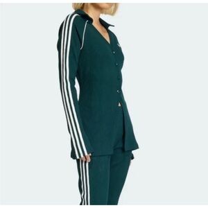 Adidas waffle Dark Teal Ribbed Track suit (jacket and pants)